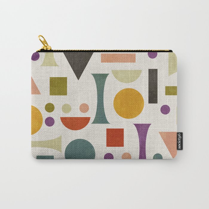 Playful Bauhaus geometric vivid shapes Carry All Pouch Gallery Image 1