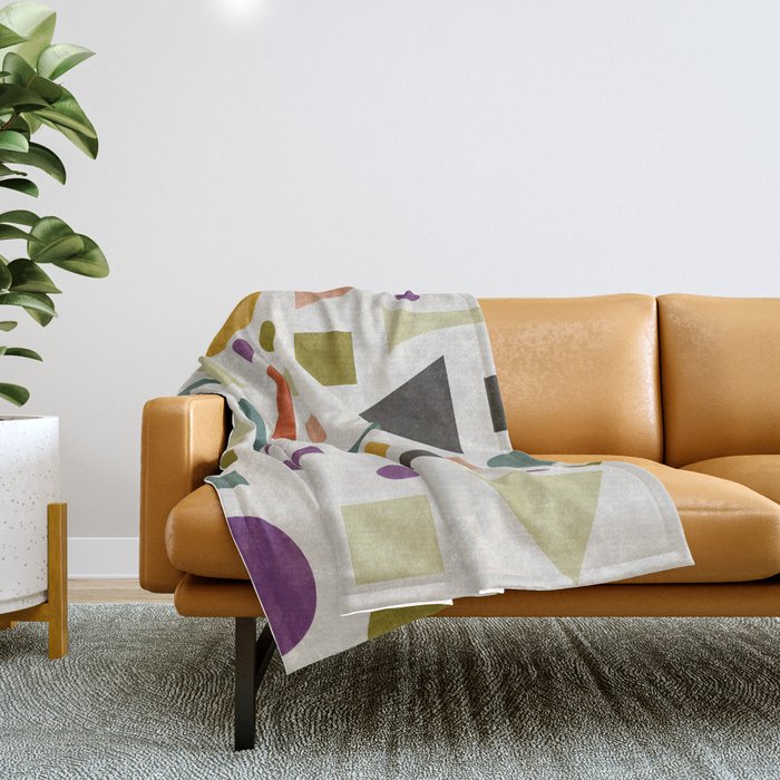 Playful Bauhaus geometric vivid shapes Throw Blanket Gallery Image 1