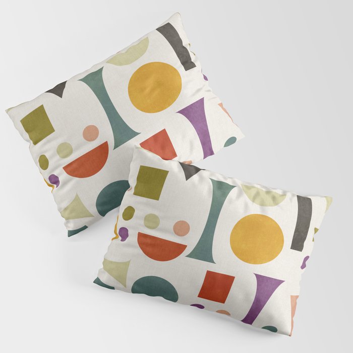 Playful Bauhaus geometric vivid shapes Pillow Sham Gallery Image 1