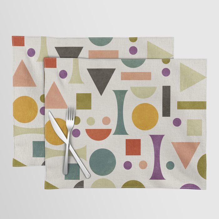 Playful Bauhaus geometric vivid shapes Placemat Gallery Image 1