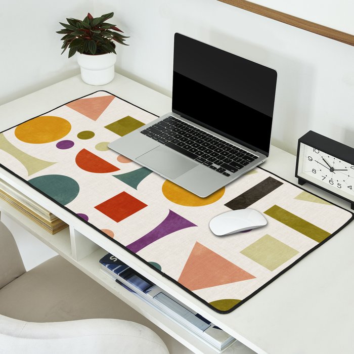 Playful Bauhaus geometric vivid shapes Desk Mat Gallery Image 2