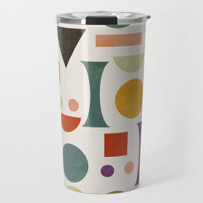Playful Bauhaus geometric vivid shapes Travel Mug Gallery Image 1