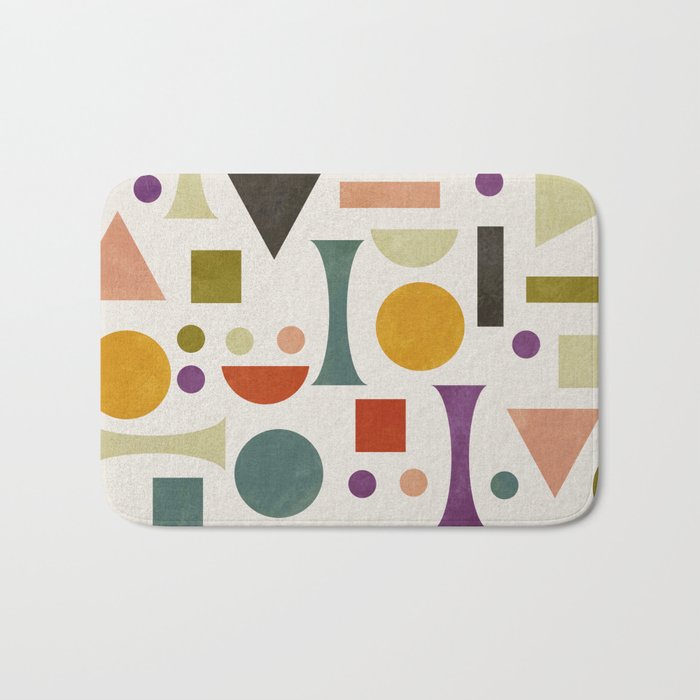 Playful Bauhaus geometric vivid shapes Bath Mat Gallery Image 1