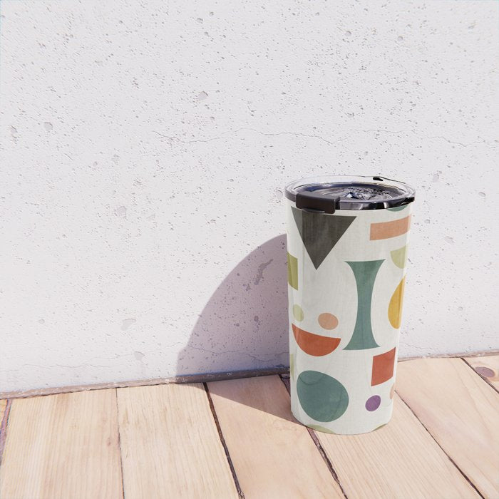 Playful Bauhaus geometric vivid shapes Travel Mug Gallery Image 4