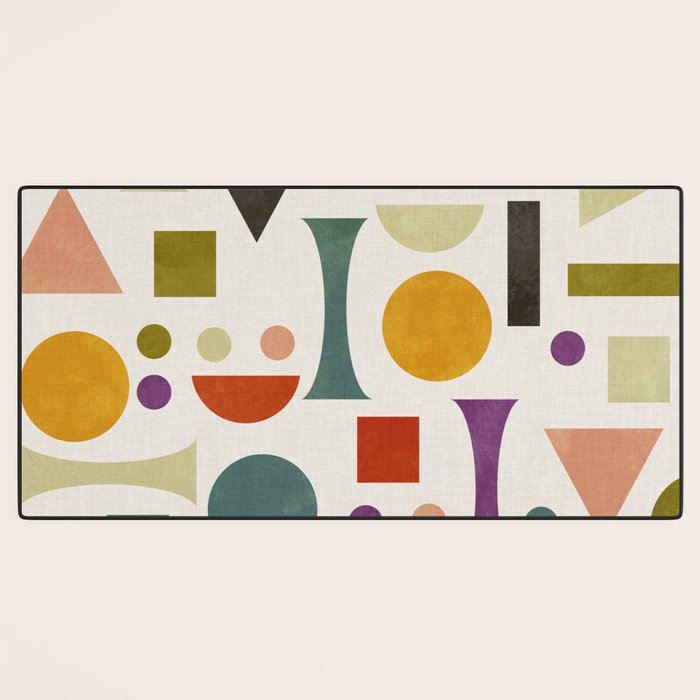 Playful Bauhaus geometric vivid shapes Desk Mat Gallery Image 3