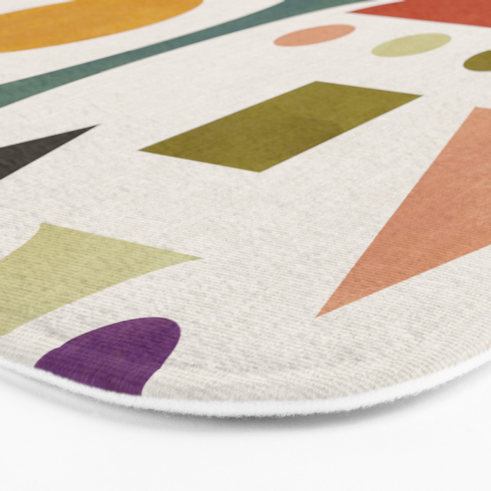 Playful Bauhaus geometric vivid shapes Bath Mat Gallery Image 3