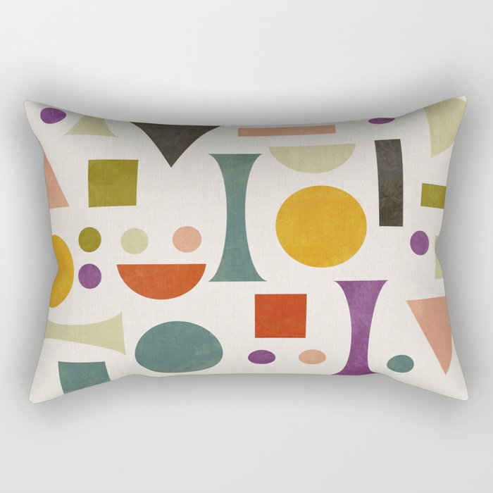 Playful Bauhaus geometric vivid shapes Rectangular Pillow Gallery Image 2