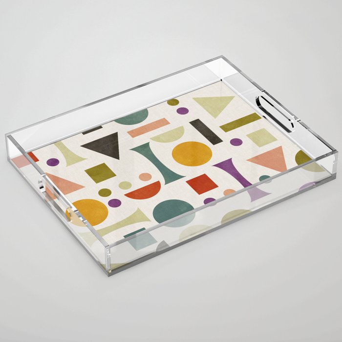 Playful Bauhaus geometric vivid shapes Acrylic Tray Gallery Image 1