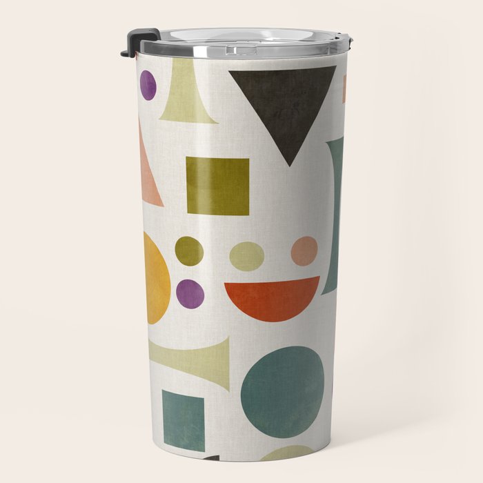 Playful Bauhaus geometric vivid shapes Travel Mug Gallery Image 3