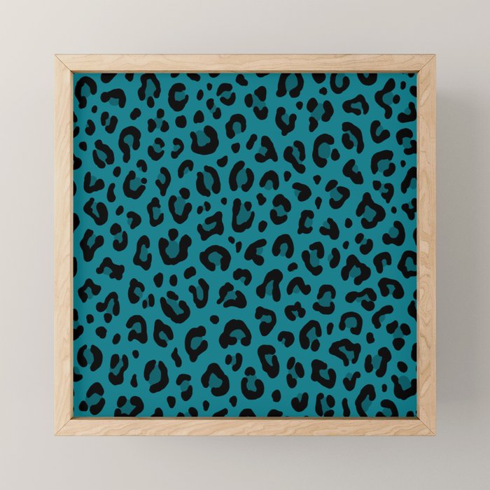 TEAL LEOPARD PRINT â Teal Blue | Collection : Punk Rock Animal Prints | Mini Art Print Gallery Image 1