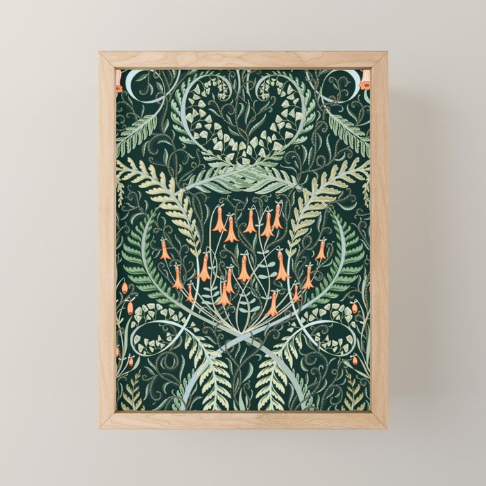 Woodland soil Morris style emerald Mini Art Print Gallery Image 1
