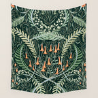 Woodland soil Morris style emerald Wall Tapestry Gallery Image 4
