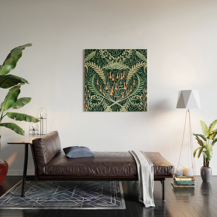Woodland soil Morris style emerald Wood Wall Art Gallery Image 2