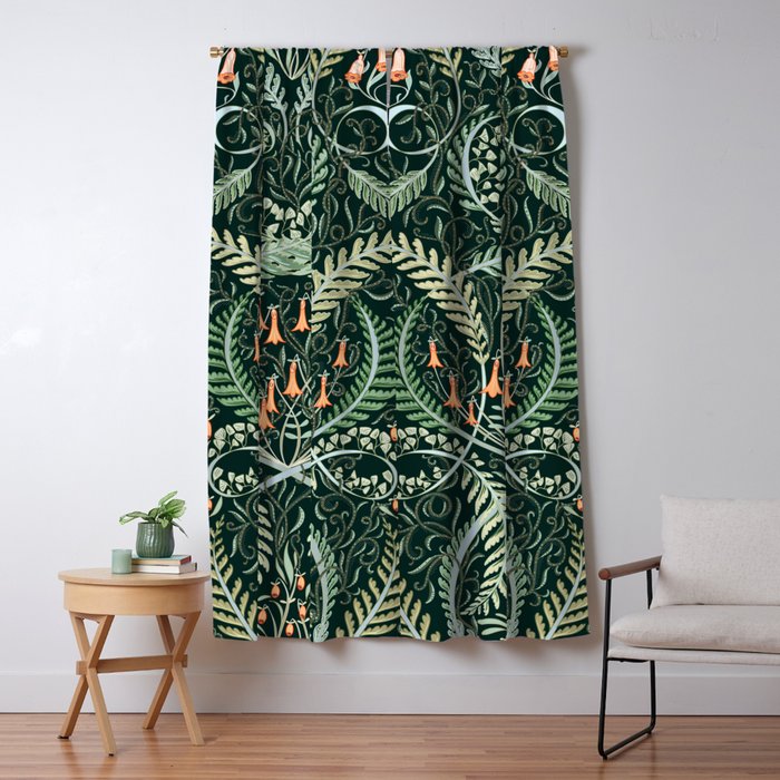 Woodland soil Morris style emerald Window Curtain Gallery Image 5