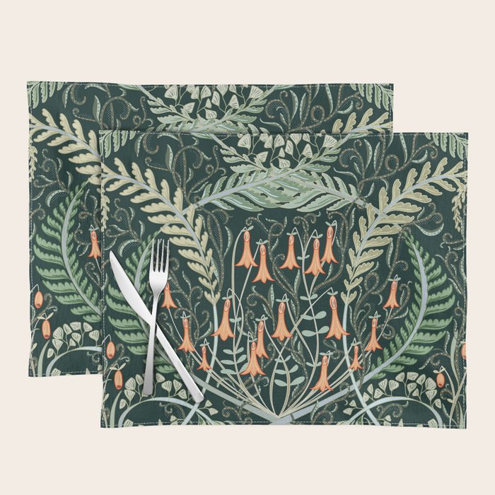 Woodland soil Morris style emerald Placemat Gallery Image 1