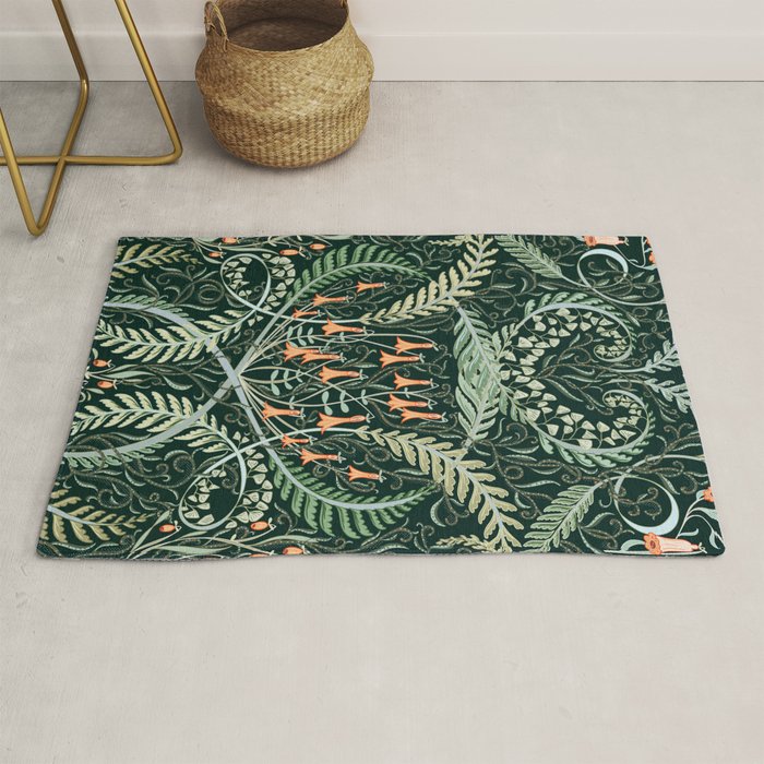 Woodland soil Morris style emerald Rug Gallery Image 1