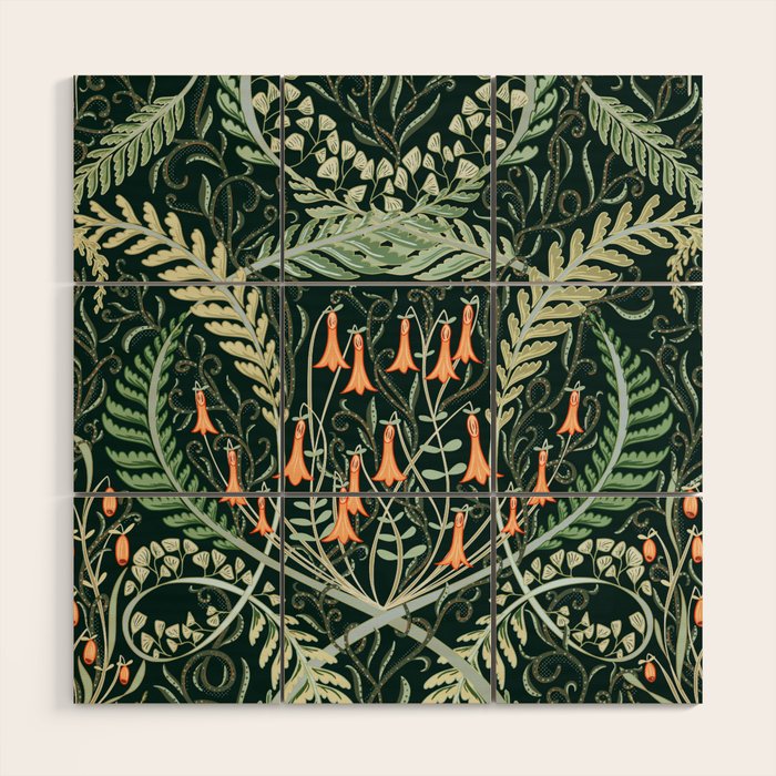 Woodland soil Morris style emerald Wood Wall Art Gallery Image 1