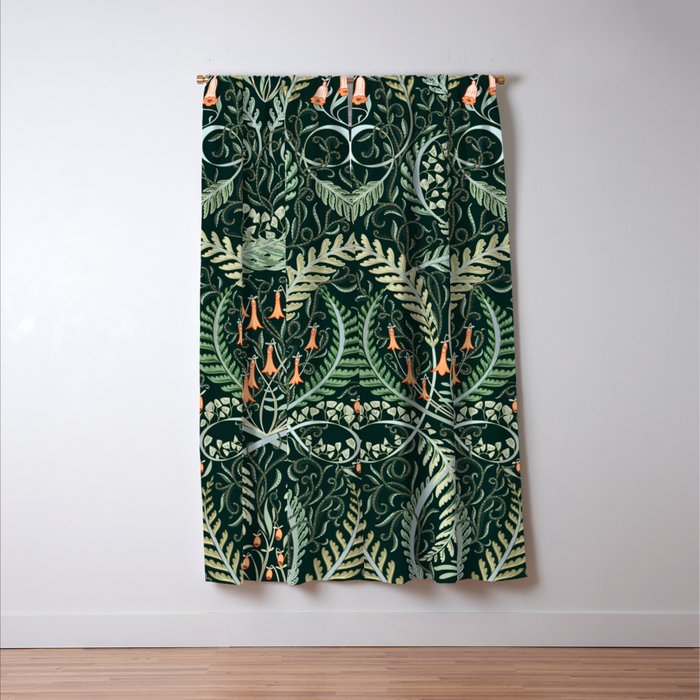 Woodland soil Morris style emerald Window Curtain Gallery Image 3