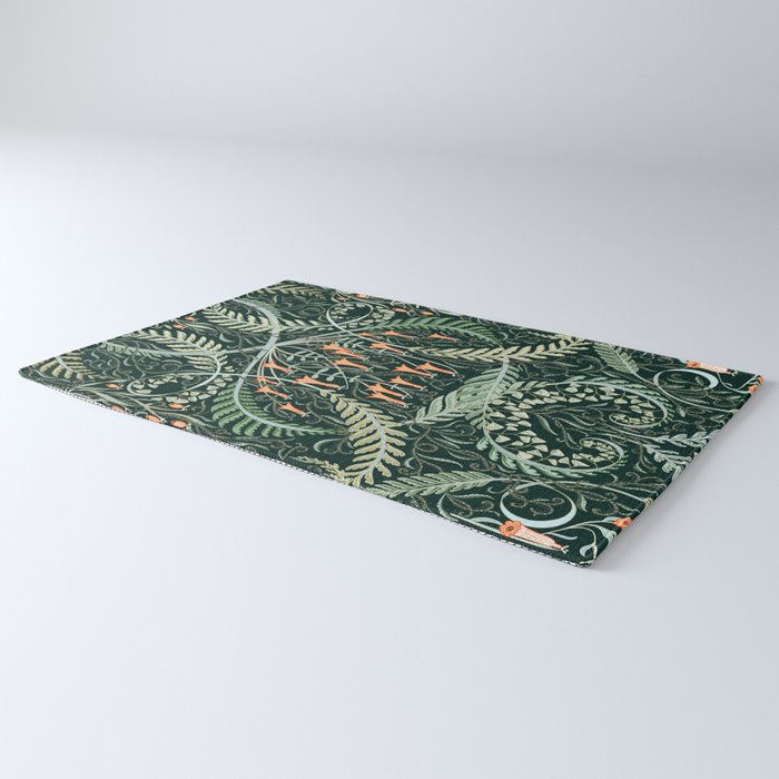 Woodland soil Morris style emerald Rug Gallery Image 3