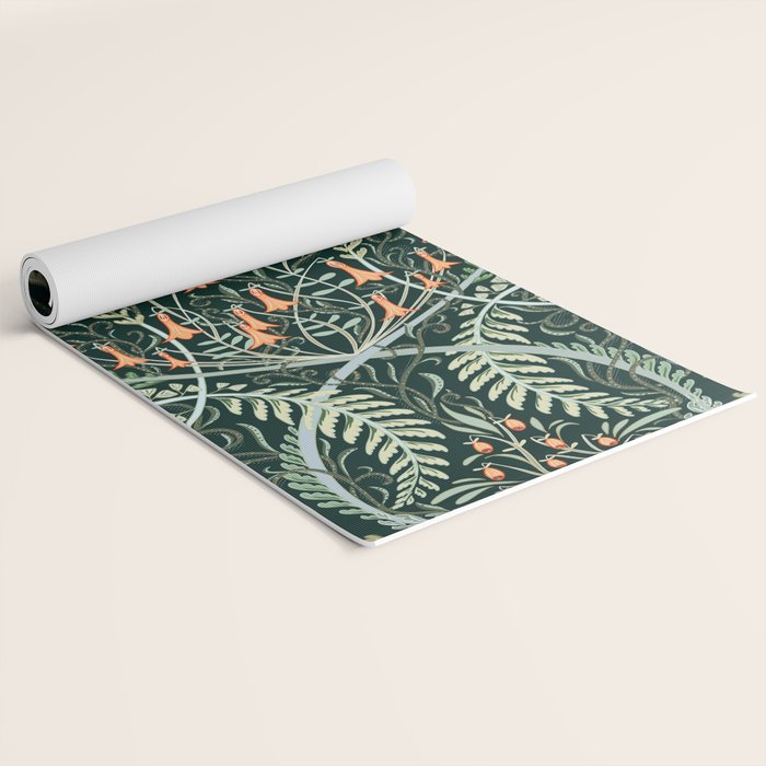 Woodland soil Morris style emerald Yoga Mat Gallery Image 2