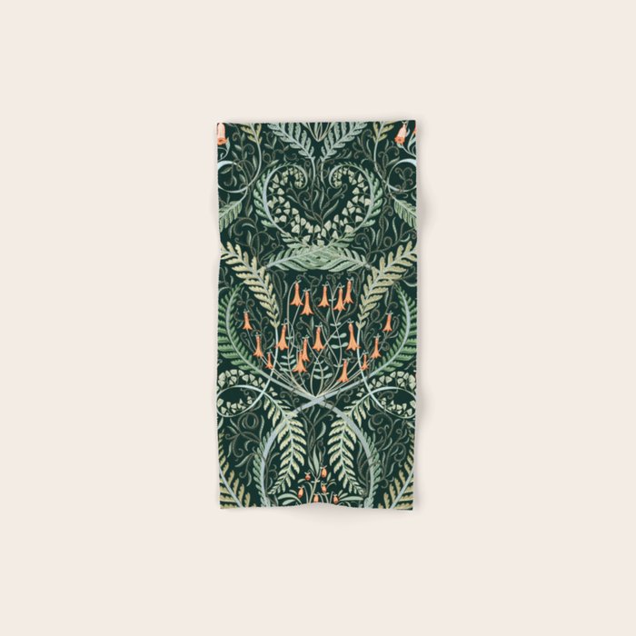 Woodland soil Morris style emerald Bath Towel Gallery Image 1