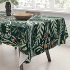 Woodland soil Morris style emerald Tablecloth Gallery Image 3