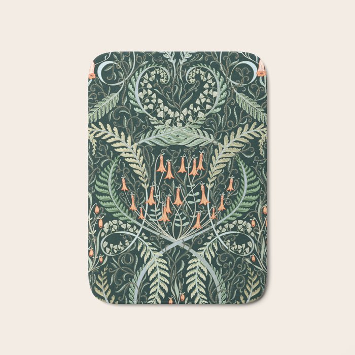 Woodland soil Morris style emerald Bath Mat Gallery Image 1