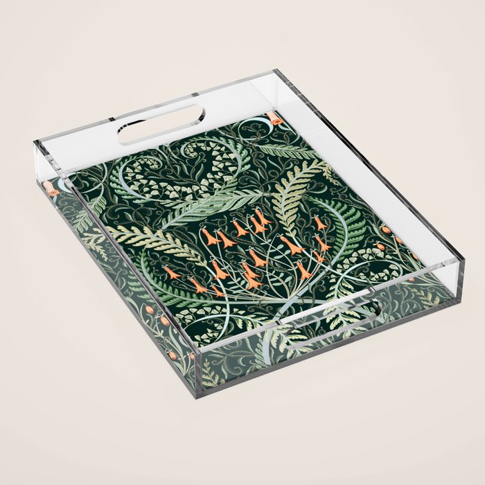 Woodland soil Morris style emerald Acrylic Tray Gallery Image 1