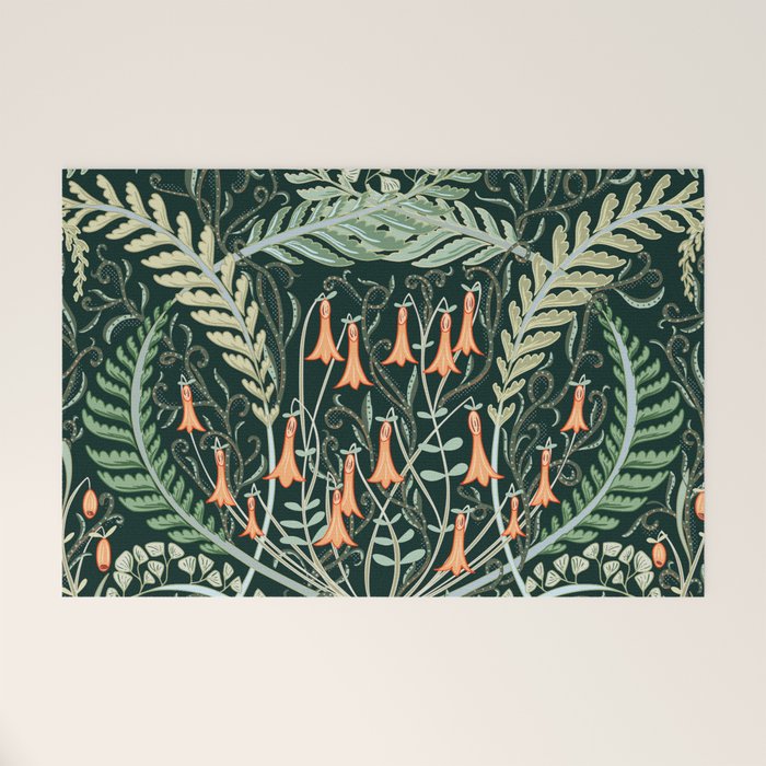 Woodland soil Morris style emerald Welcome Mat Gallery Image 1