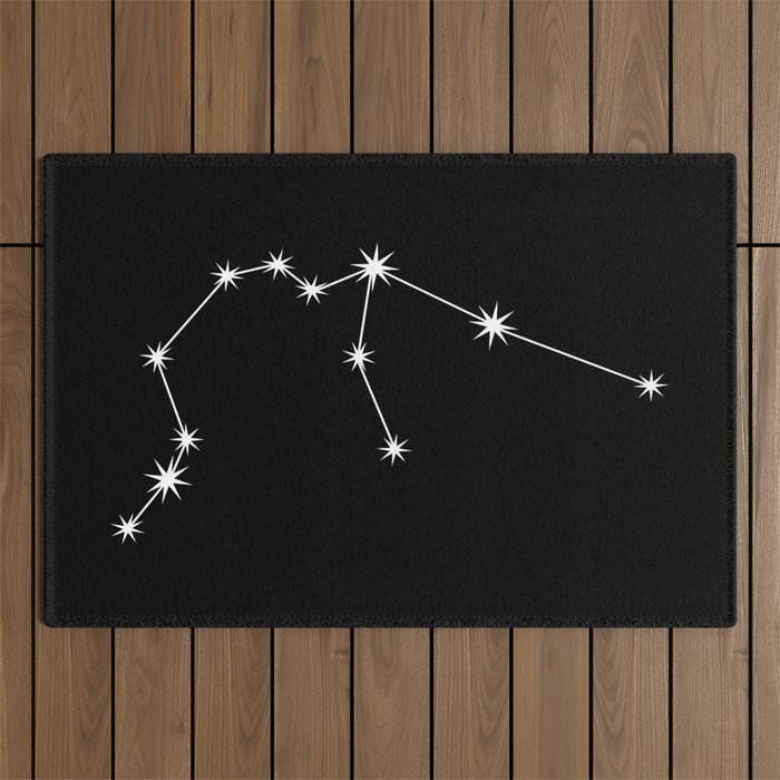 Aquarius Zodiac Star Constellation Line Art Black Outdoor Rug Gallery Image 1