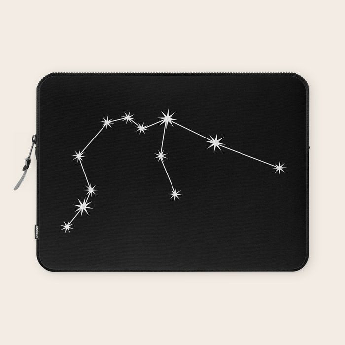 Aquarius Zodiac Star Constellation Line Art Black Laptop Sleeve Gallery Image 1