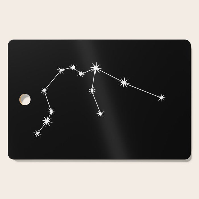 Aquarius Zodiac Star Constellation Line Art Black Cutting Board Gallery Image 1