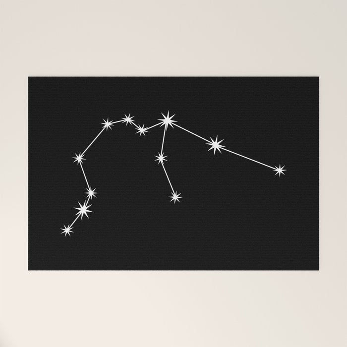 Aquarius Zodiac Star Constellation Line Art Black Welcome Mat Gallery Image 1