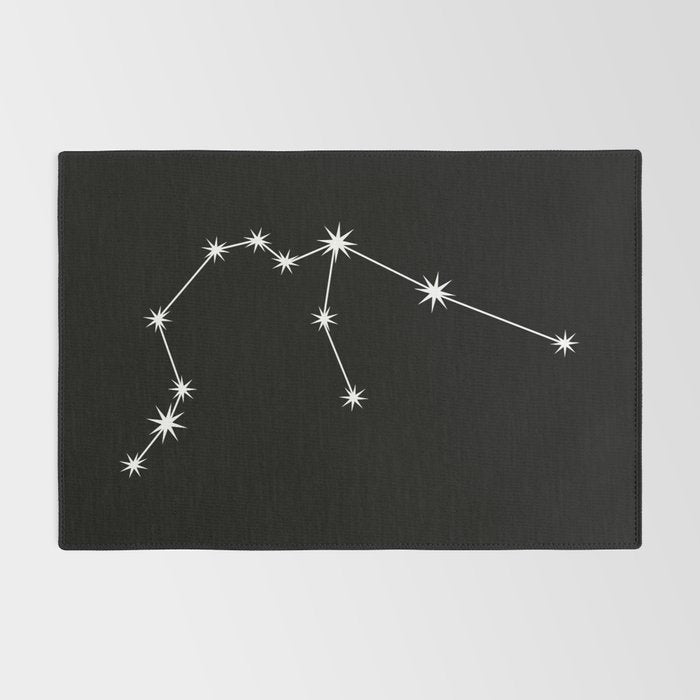 Aquarius Zodiac Star Constellation Line Art Black Rug Gallery Image 2