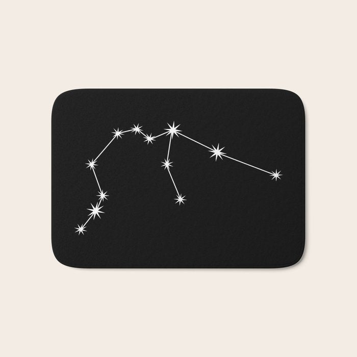 Aquarius Zodiac Star Constellation Line Art Black Bath Mat Gallery Image 1