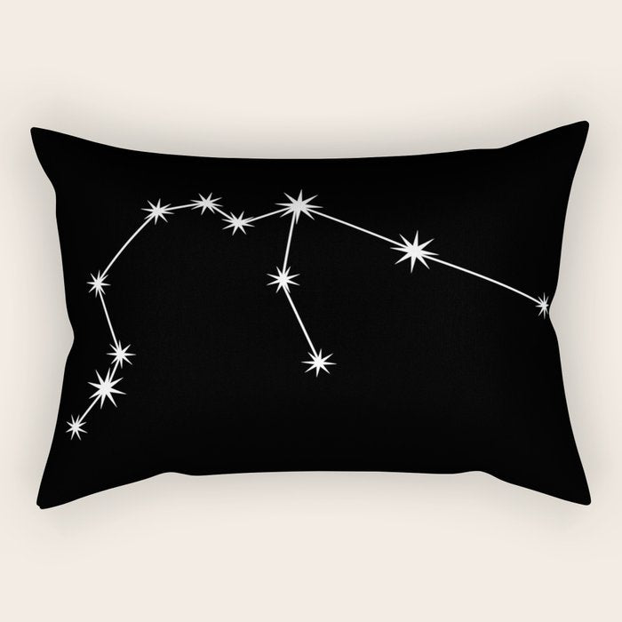 Aquarius Zodiac Star Constellation Line Art Black Rectangular Pillow Gallery Image 2