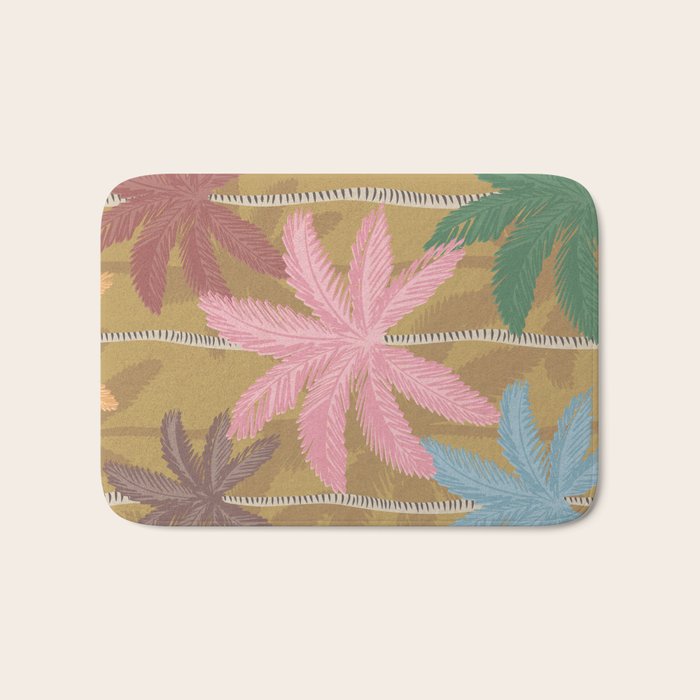 Retro Palm Springs Chic Botanicals - Golden Ochre Bath Mat Gallery Image 1