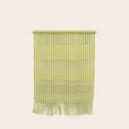 Ultra Fine Stripe Narrow Vertical Pinstripe Pattern in Chartreuse and White Wall Hanging Gallery Image 1