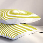 Ultra Fine Stripe Narrow Vertical Pinstripe Pattern in Chartreuse and White Pillow Sham Gallery Image 3
