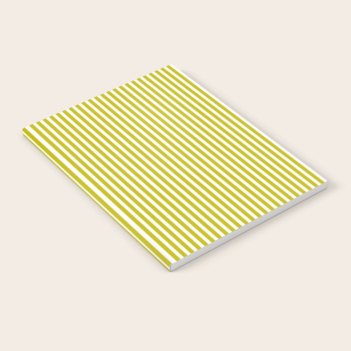 Ultra Fine Stripe Narrow Vertical Pinstripe Pattern in Chartreuse and White Notebook Gallery Image 1