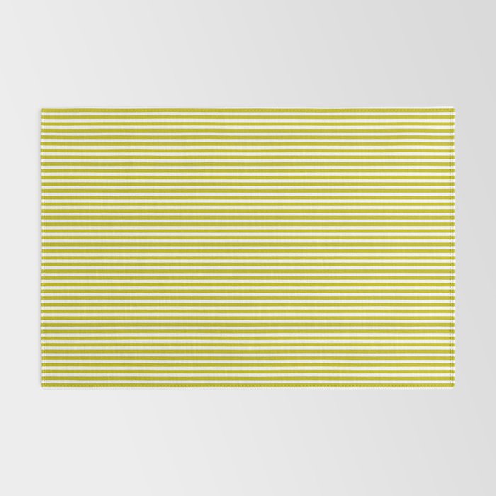 Ultra Fine Stripe Narrow Vertical Pinstripe Pattern in Chartreuse and White Rug Gallery Image 2