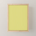Ultra Fine Stripe Narrow Vertical Pinstripe Pattern in Chartreuse and White Mini Art Print Gallery Image 1