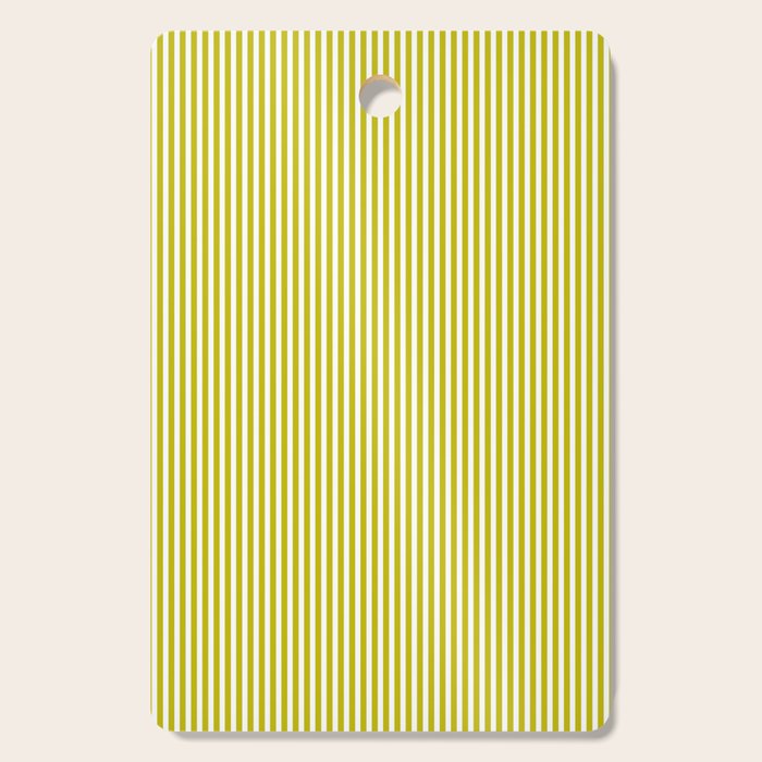 Ultra Fine Stripe Narrow Vertical Pinstripe Pattern in Chartreuse and White Cutting Board Gallery Image 1