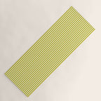 Ultra Fine Stripe Narrow Vertical Pinstripe Pattern in Chartreuse and White Yoga Mat Gallery Image 1