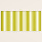 Ultra Fine Stripe Narrow Vertical Pinstripe Pattern in Chartreuse and White Desk Mat Gallery Image 3