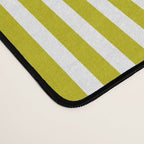 Ultra Fine Stripe Narrow Vertical Pinstripe Pattern in Chartreuse and White Desk Mat Gallery Image 4