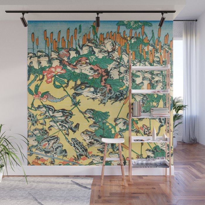 Fashionable Battle of Frogs by Kawanabe Kyosai, 1864 Wall Mural Gallery Image 1