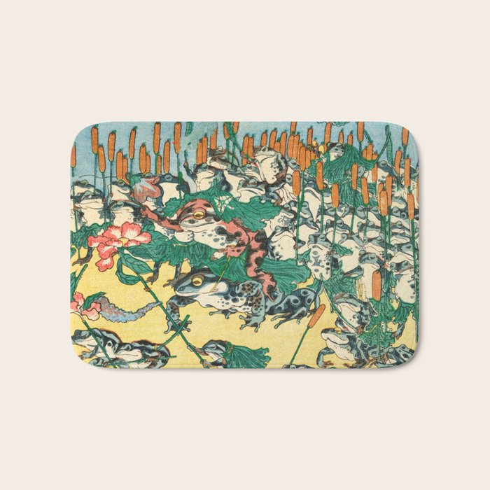 Fashionable Battle of Frogs by Kawanabe Kyosai, 1864 Bath Mat Gallery Image 1