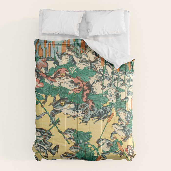 Fashionable Battle of Frogs by Kawanabe Kyosai, 1864 Comforter Gallery Image 6