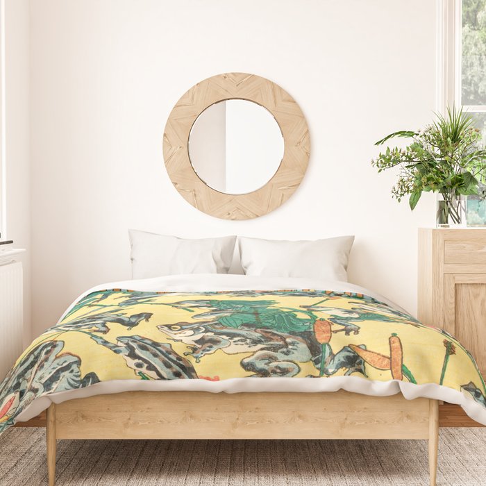 Fashionable Battle of Frogs by Kawanabe Kyosai, 1864 Duvet Cover Gallery Image 3